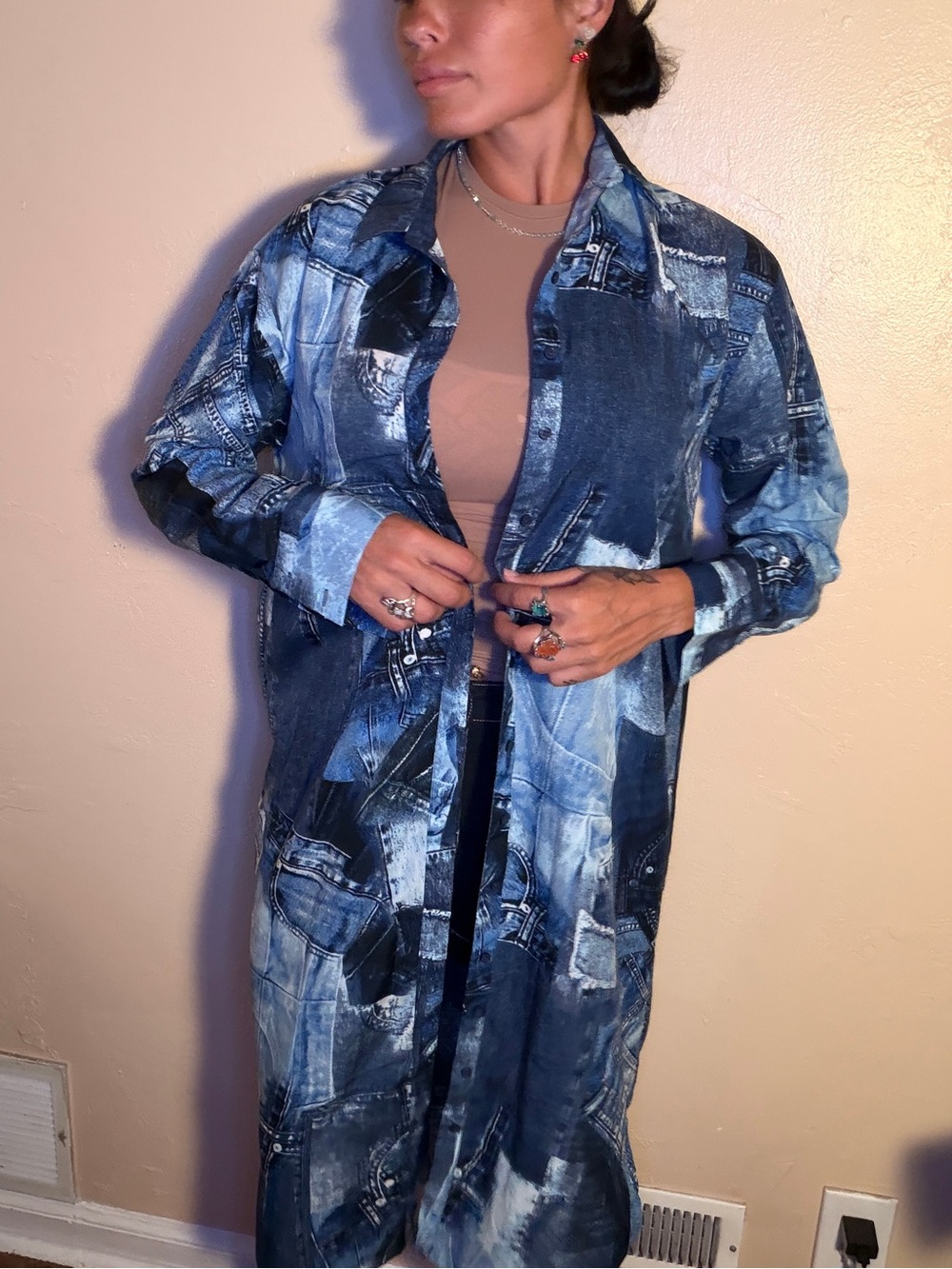Live 4 Truth Denim-Effect Very Light Weight Long Cardigan